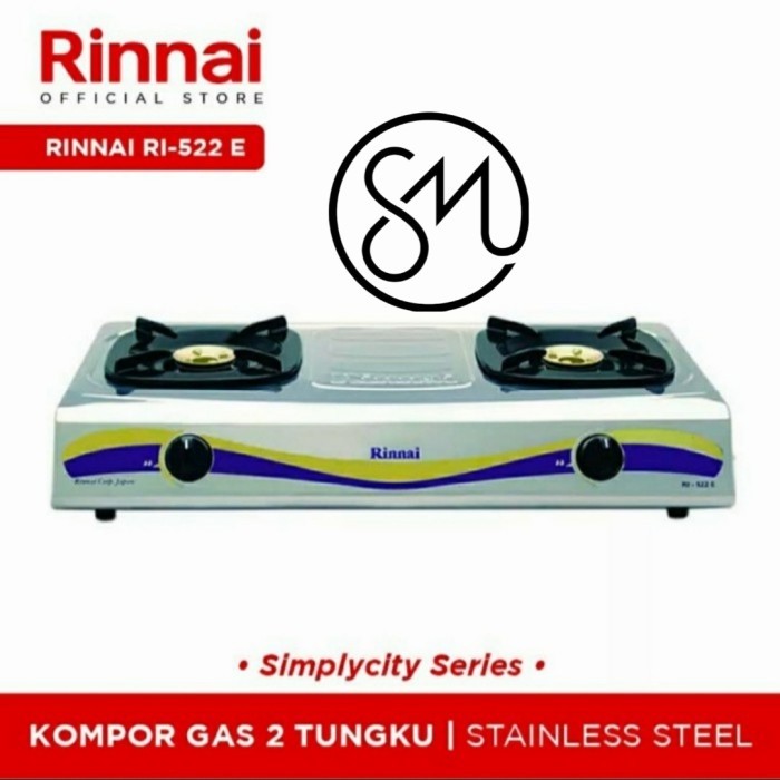 Jual Kompor Gas Rinnai RI-522E 2 tungku stainless RI522E burner ...