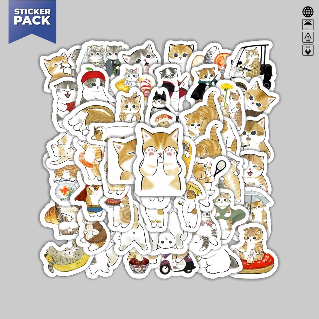 Jual [100PCS]Stiker Pack Stiker Kucing Mofusand Kitten Aesthetic Vinyl ...