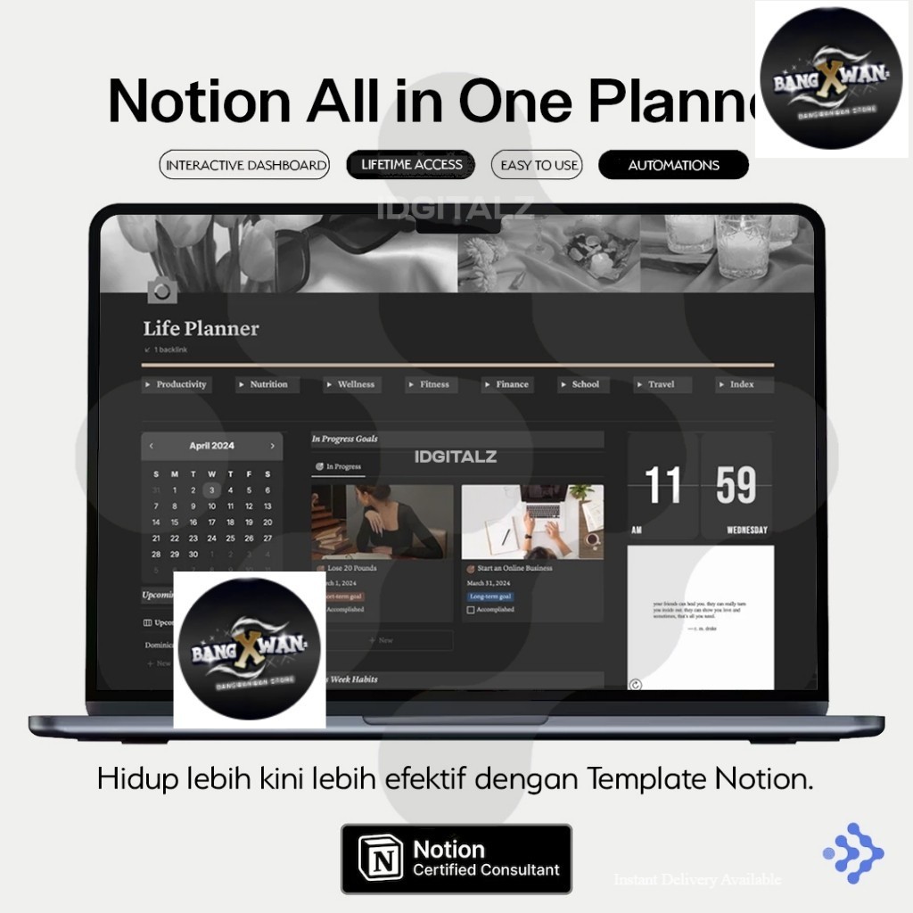 Jual [T0113] Notion Template All in One Dark Mode Life Planner ...