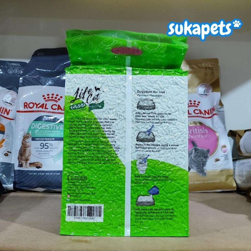 Jual Life Cat Tofu Soya Pasir Kucing Gumpal Cat Litter Matcha 7L ...