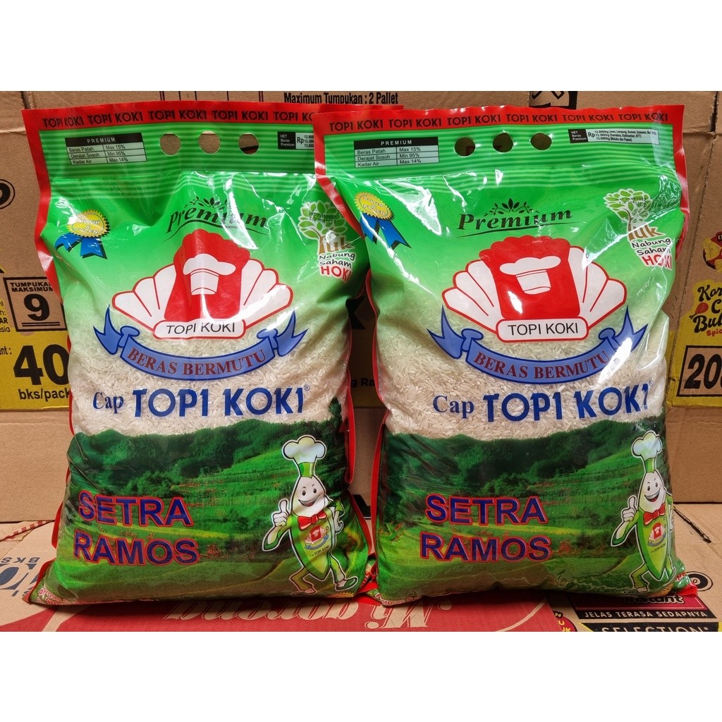Jual BEST MURAH !!! Beras cap Topi Koki Setra Ramos 5kg | Shopee Indonesia