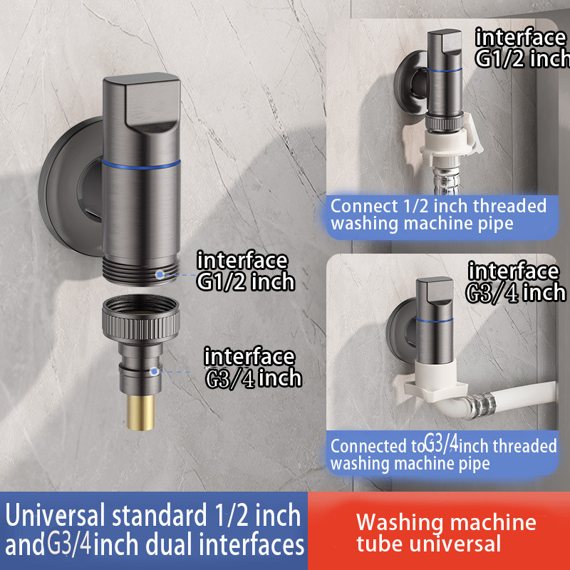 Jual Washing Machine Faucet G1/2 G3/4 Inch Automatic Water Stop ...