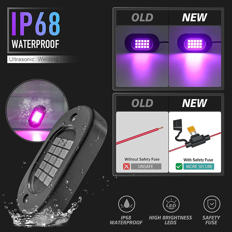 Jual LED Rock Lights with App Control Flashing Music Mode Truck 4/6/8 ...
