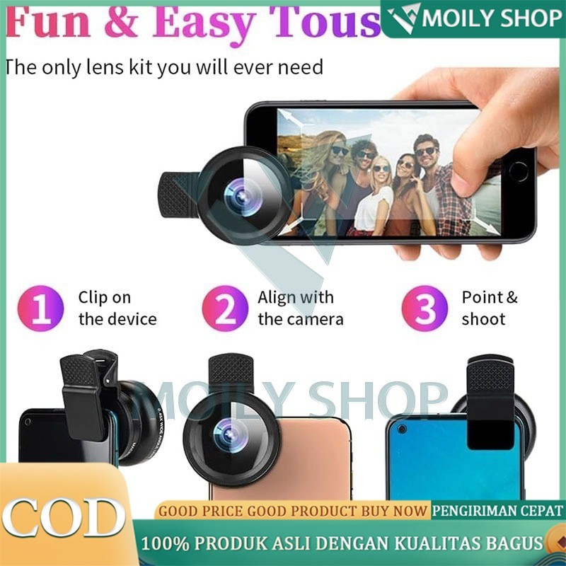 Jual Lensa Kamera HP Smartphone 2 in 1 Macro 12.5X Wide 0.45X/2 In 1 ...
