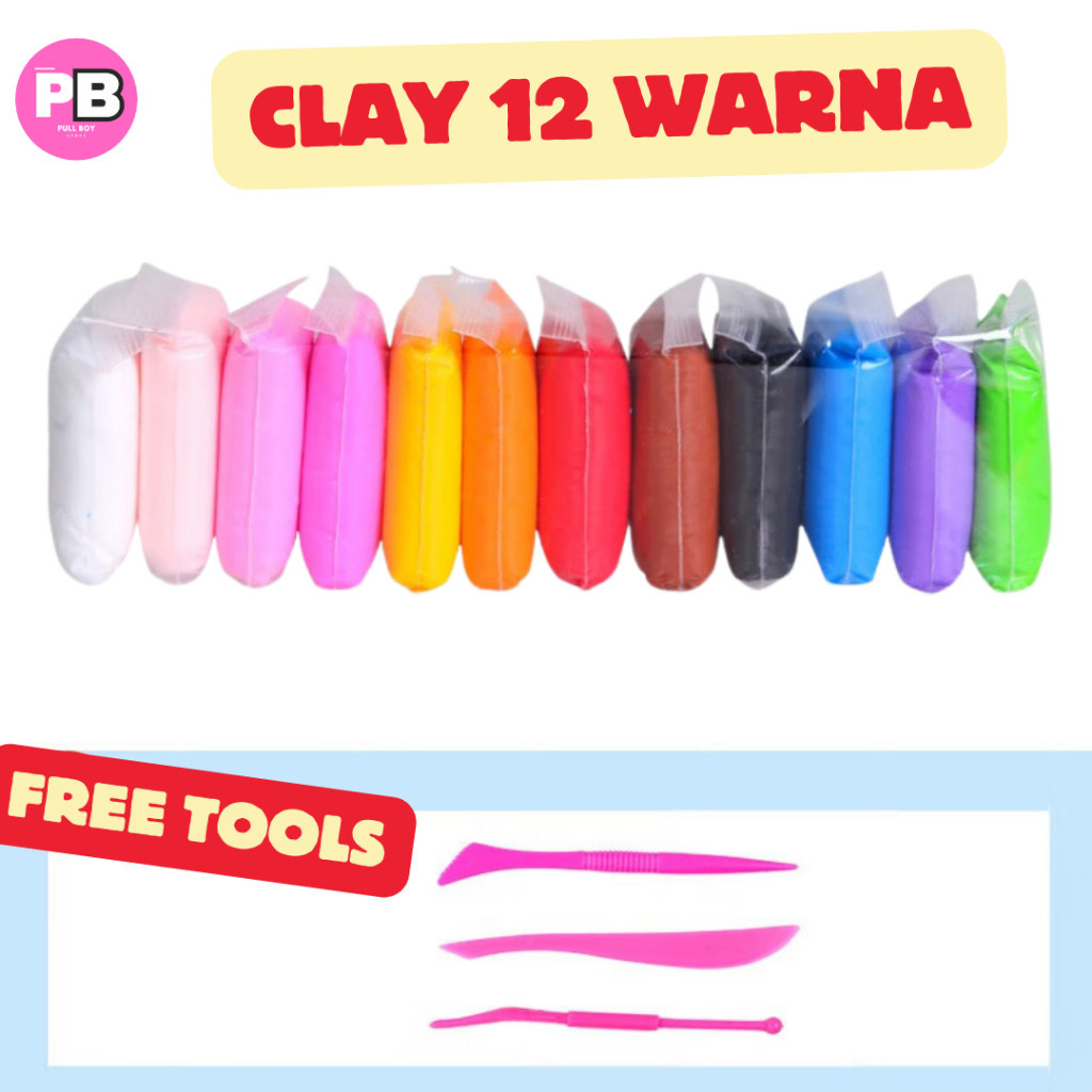 Jual [SNI] Clay Mainan Edukasi Anak isi 12 Pcs Clay 12 Warna Slime Clay ...