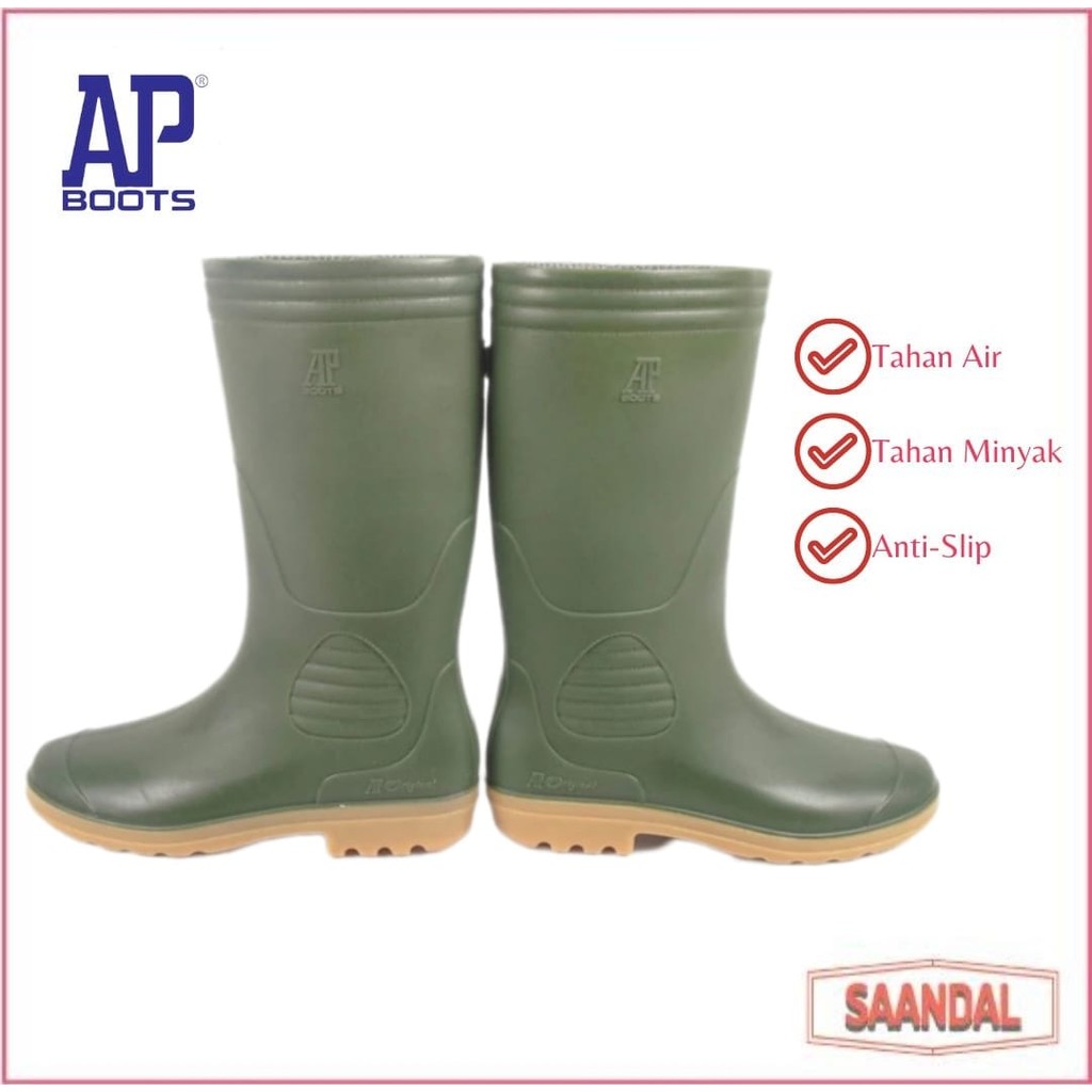Jual Sepatu Boots Air Tinggi Safety AP 9506 Hijau Perkebunan Tahan Air ...