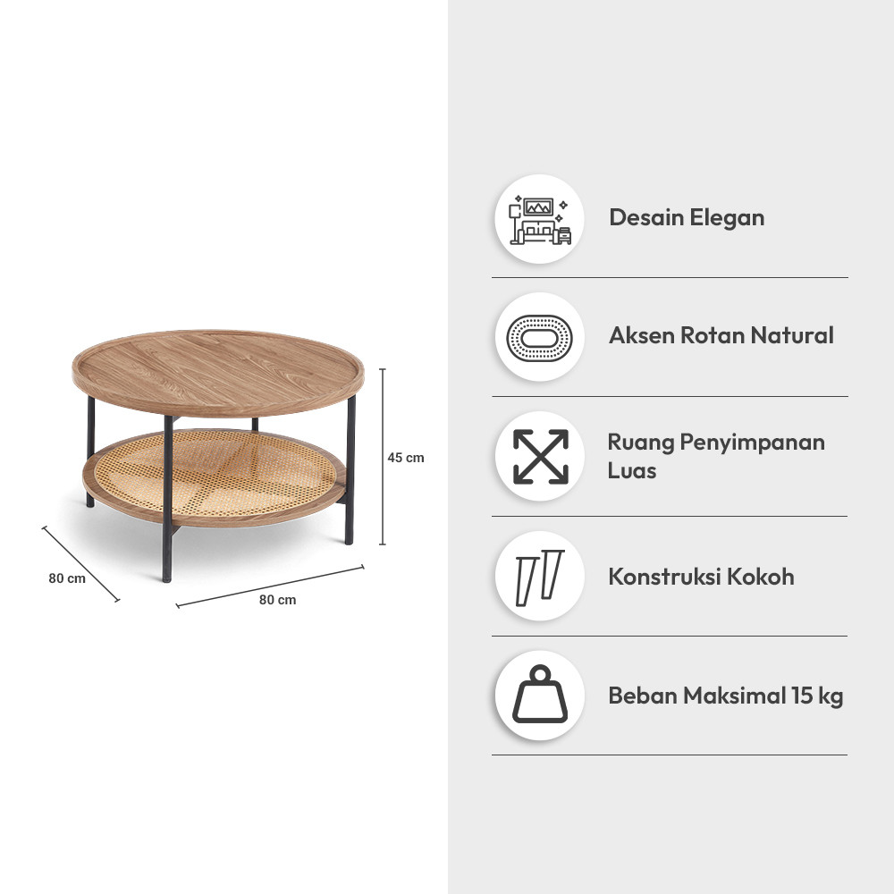 Jual Informa Valen Meja Tamu Round - Cokelat Walnut | Shopee Indonesia