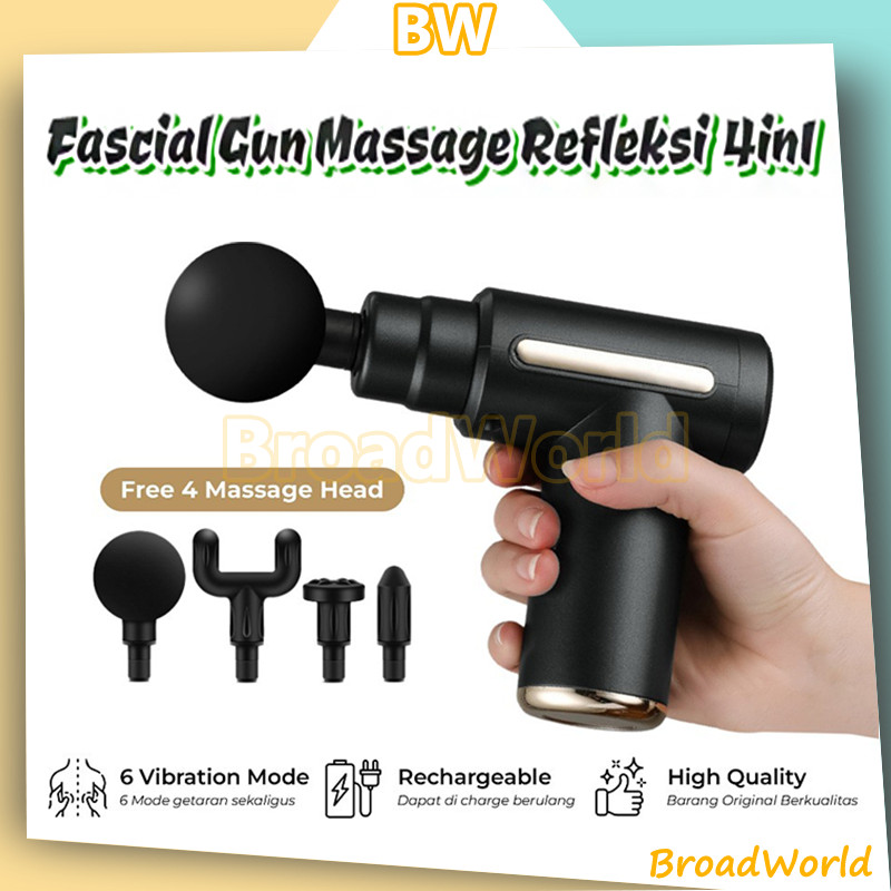 Elektrik Massage Gun 4 IN 1/Massage Gun Smart/Deep Tissue Muscle Massagers Gun/Massage Gun Mini Alat Pijat/alat pijat getar 4in1 elektrik terapi otot portable