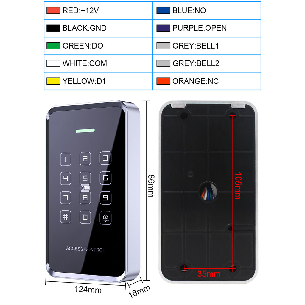 Jual 125KHz and 13.56Mhz RFID Access Control Keypad NFC EM/IC Card ...