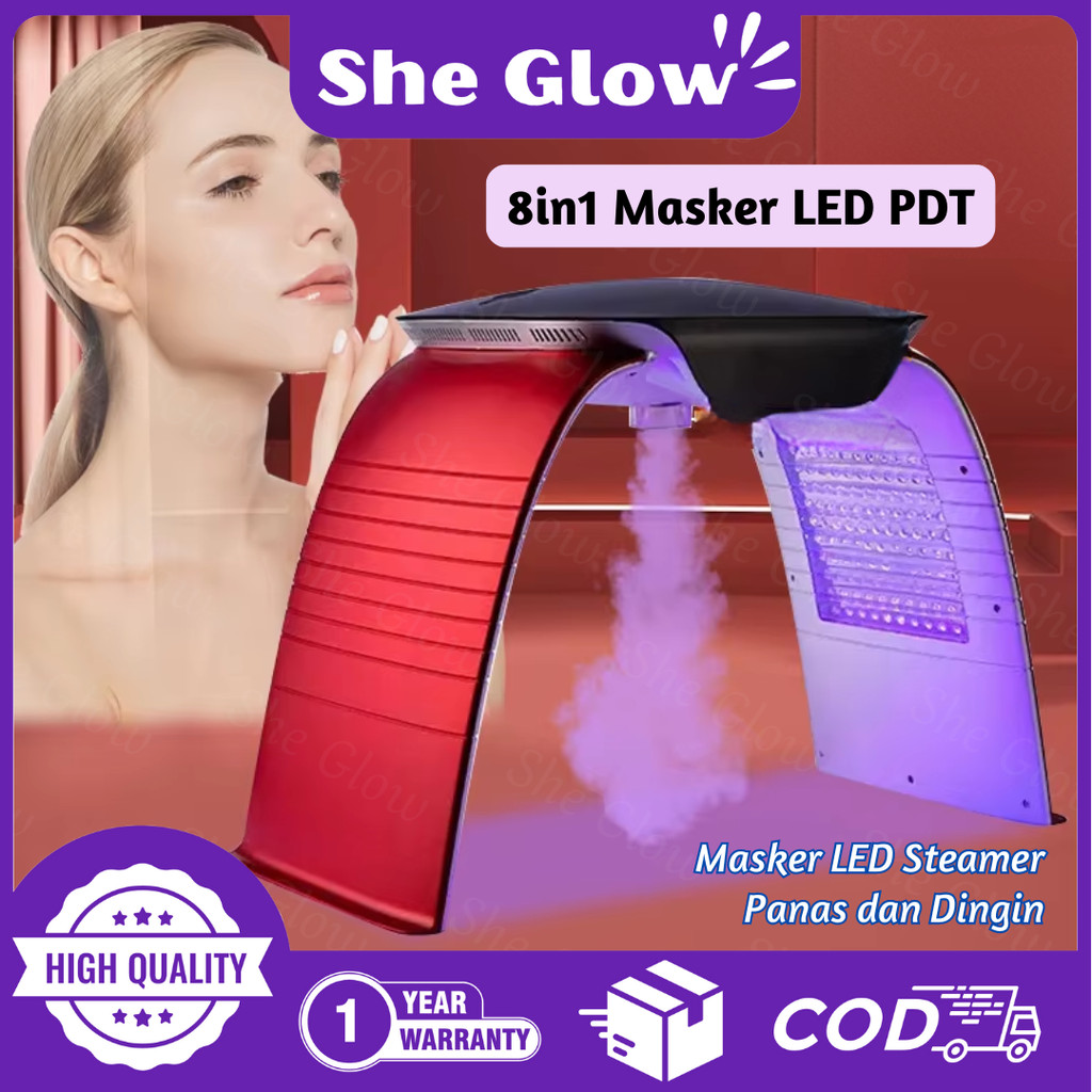 Jual She Glow (GARANSI 1 TAHUN) 8IN1 PDT LED Masker Alat Facial Steamer ...