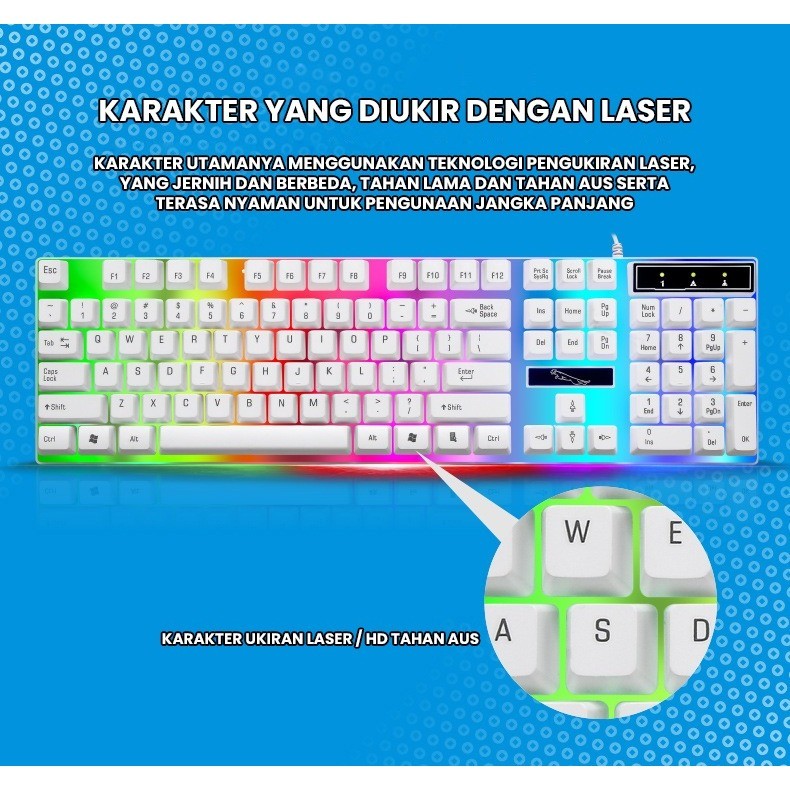 Jual Set combo keyboard+mouse gaming kabel LED RGB keyboard USB Cable ...