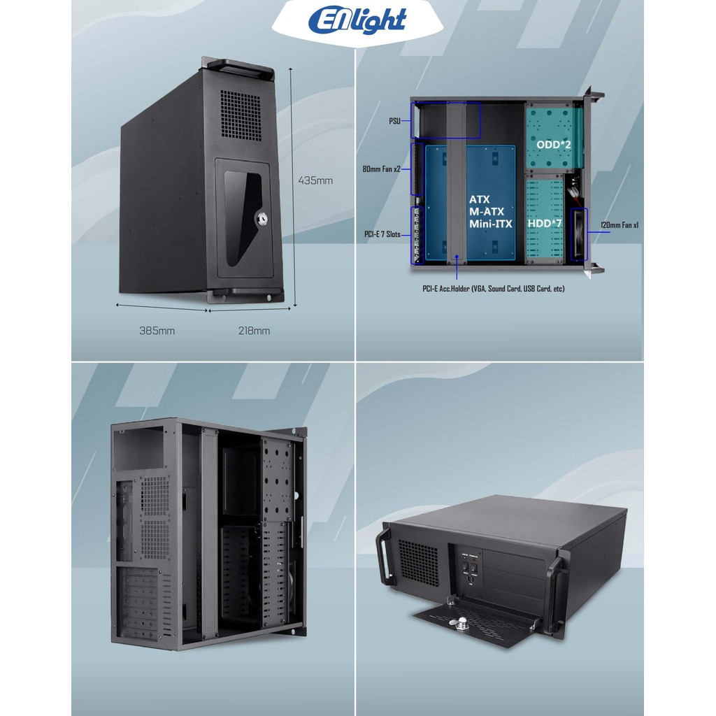 Jual Casing Server ENLIGHT EN 4806 Rackmount 4U ATX with Key Lock ...