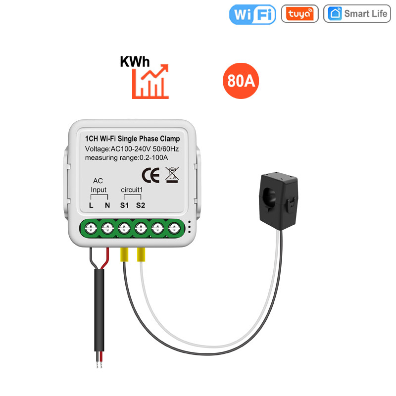 Jual Tuya WiFi smart Double Energy Meter with Current Transformer Clamp ...