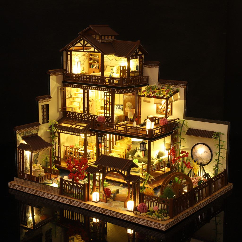 Jual New Diy Wooden Doll House Kit Miniature With Furniture Led Light ...