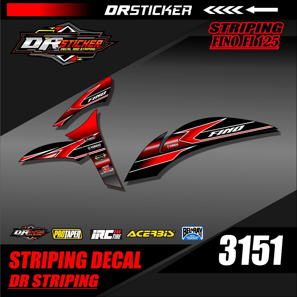 Jual A3151 Sticker Striping Lis Fino Fi 125 Variasi Racing Semi Full ...