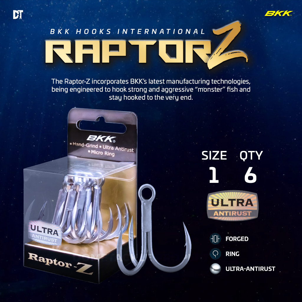 Jual Treble Hook BKK Raptor Z Anti Rush Size 1, 2, 4, 6, 8, 1/0, 2/0, 3 ...