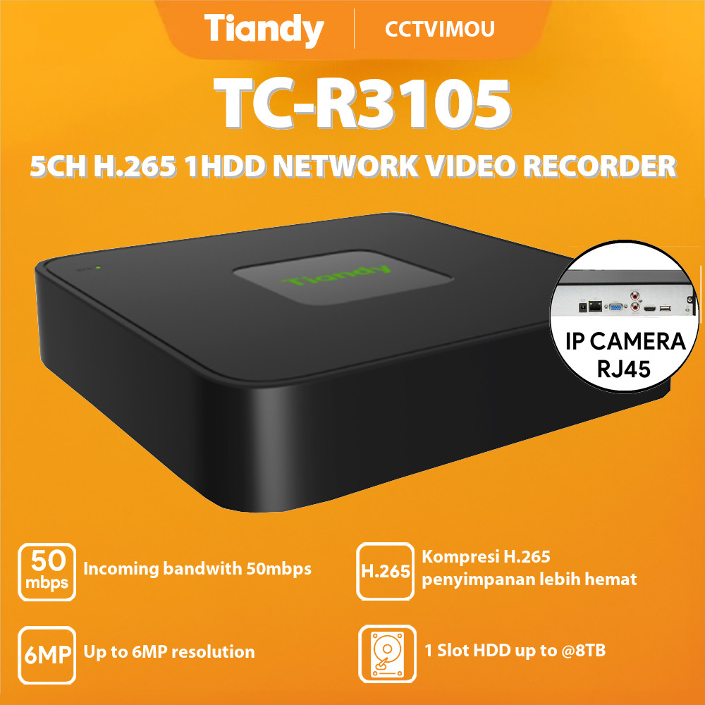 Jual TIANDY TC-R3105 NVR NON POE 5CH UP TO 6MP GARANSI RESMI | Shopee ...