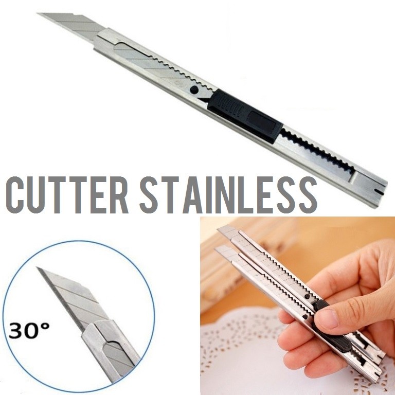 Jual CUTTER STAINLESS STEEL cuter pisau tajam kater stainles awet tahan ...