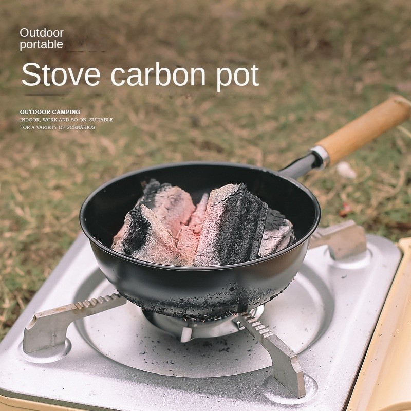 Jual Outdoor Stove Carbon Pot Charcoal Lighted Brazier Wooden Handle ...