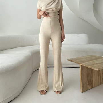 CORA PANTS Celana Panjang Knit Wanita Long Cullote Pants Highwaist Loose Flare Cutbray Pants