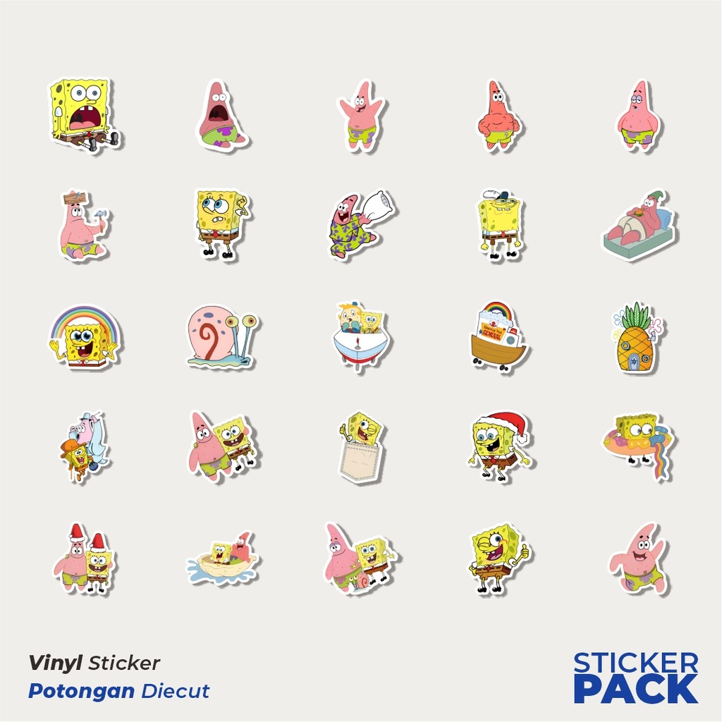 Jual Super Hemat! 100 PCS Stiker Spongebob & Patrick Waterproof ...