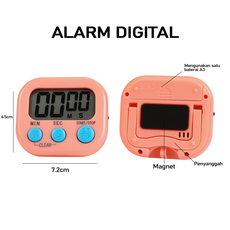 Jual TIMER MINI DIGITAL - Alat Pengatur Waktu Memasak, Stopwatch LED ...