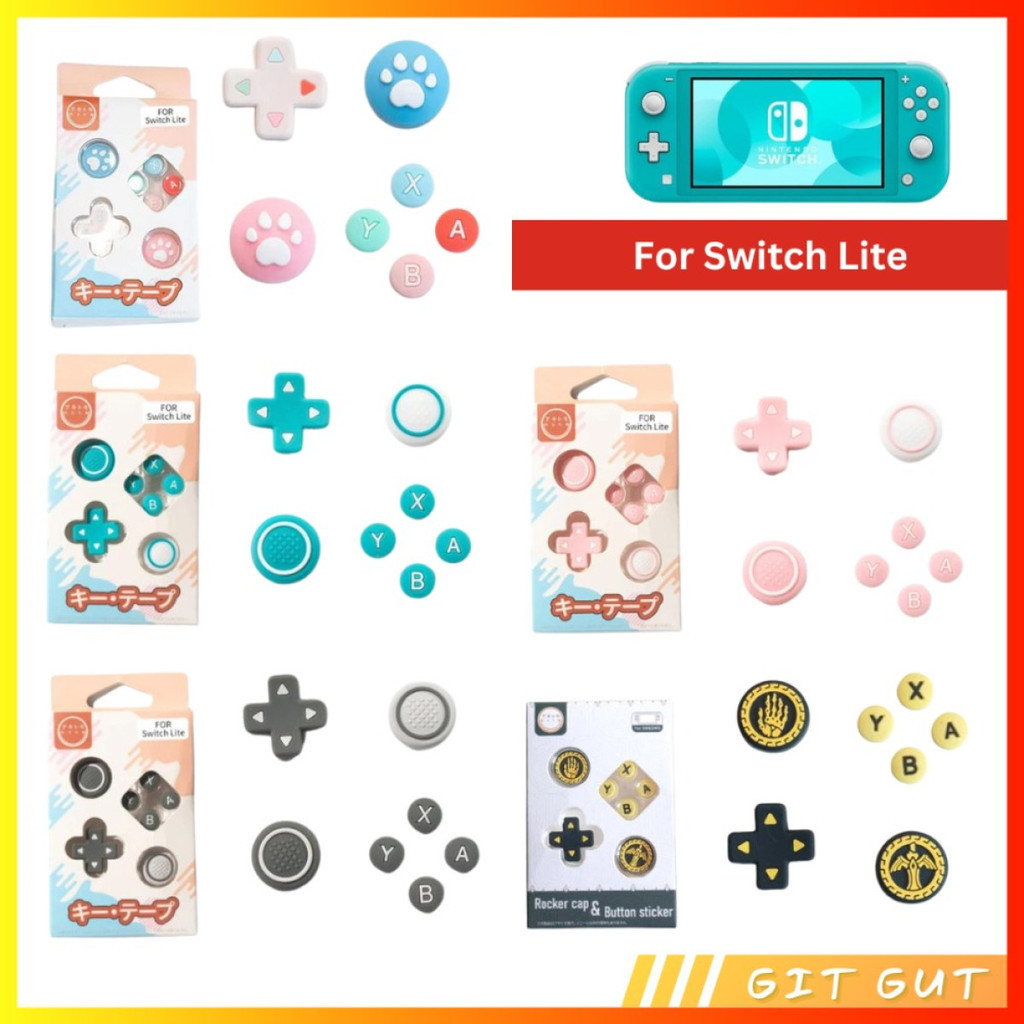 Jual Nintendo Switch Lite Set Joycon D-Pad ABXY Button Cover Thumb Grip ...
