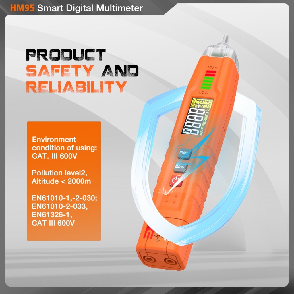Jual TAM.ZAM HOMTOOLS HM95 Pena Uji Digital DC/AC Multimeter 600V ...