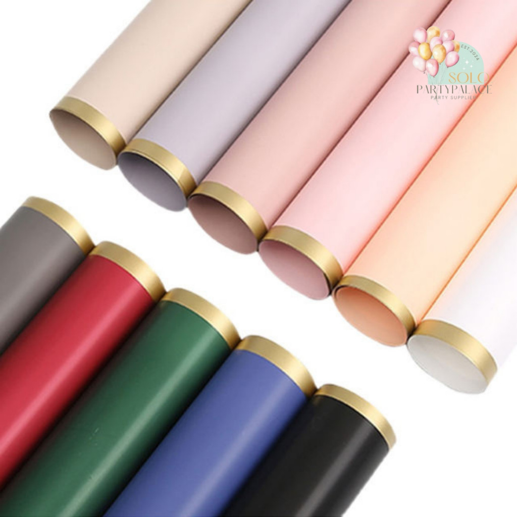 Jual 1PACK ISI 20LEMBAR SOLID GOLD LINE WRAPPING PAPER CELLOPHANE ...