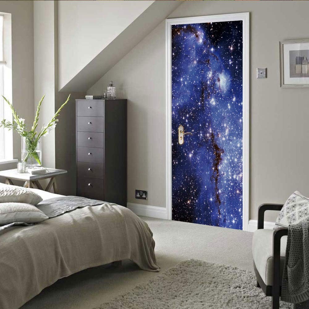 Jual Galaxy Blue Starry Sky 3D Door Sticker Star Chart Wallpaper Outer ...