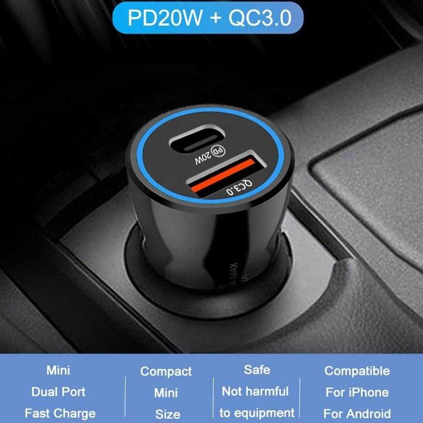 Jual CARFN Car Charger Mobil USB Type-C Quick Charging 2 Port 38W - TE ...