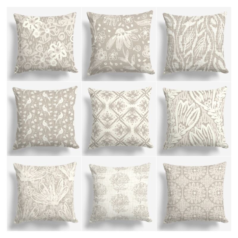 Jual SARUNG Bantal Sofa Print Motif Abstrak Denim Taupe Series