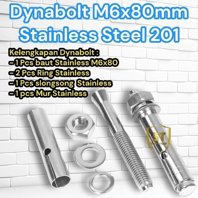 Jual DYNABOLT SS 201 M6×80 - DINABOLT - ANCHOR BOLT STAINLESS | Shopee ...