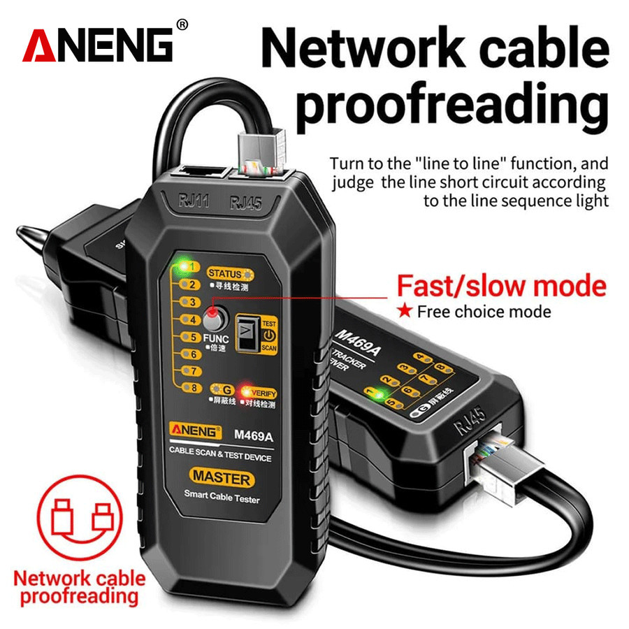 Jual Tester Kabel LAN RJ45/RJ11, Aneng M469A Ori - Alat Cek Kabel ...