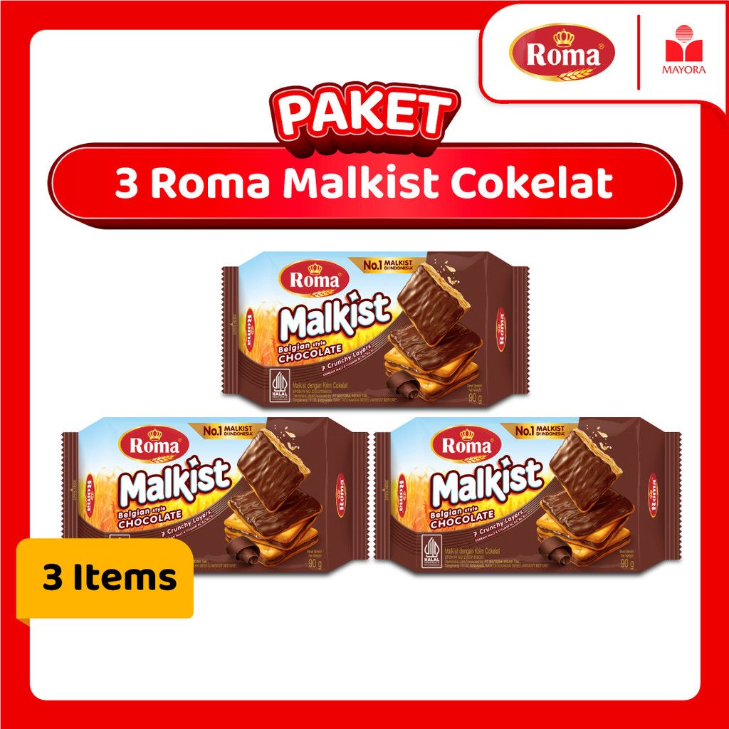 Jual Paket 3 Roma Malkist Cokelat 90 Gram | Shopee Indonesia