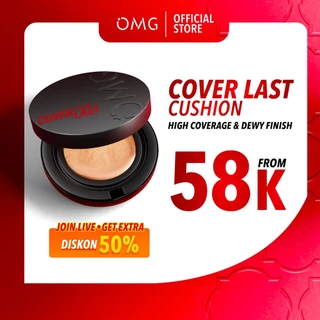 OMG Oh My Glam Coverlast Cushion 15g - Cushion Foundation Concealer Skin Tint Make Up - High Coverage Dewy Finish - Poreless Cushion - Glow Cushion - Tahan Lama Hingga 12 Jam Tanpa Oksidasi - Menyamarkan Kemerahan, Bekas Jerawat