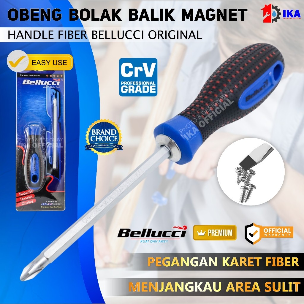 Jual Obeng BELLUCCI Gagang Karet Plus (+) Minus (-) PH2 / Obeng ...