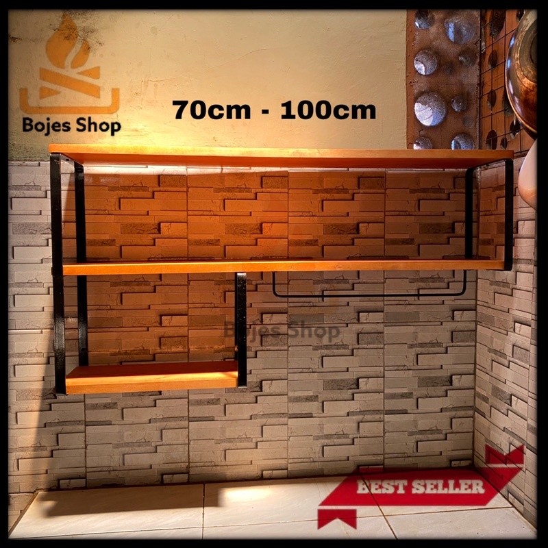 KITCHENSET rak dinding tempat bumbu dapur serbaguna / rak dinding dapur 3 ambalan lebar 20 CM multifungsi
