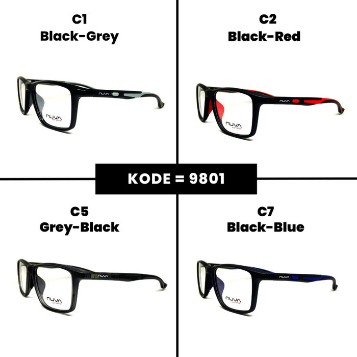 Jual FRAME KACAMATA PRIA / WANITA ORIGINAL NUVA 9801 Lebar Frame 145 ...