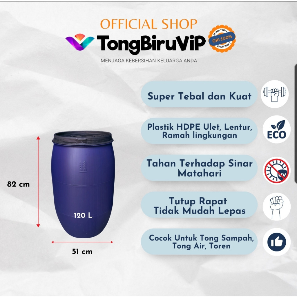Jual AS45RT 120L Tempat Sampah Biru/Tong Air Biru SUPER TEBAL & KUAT ...