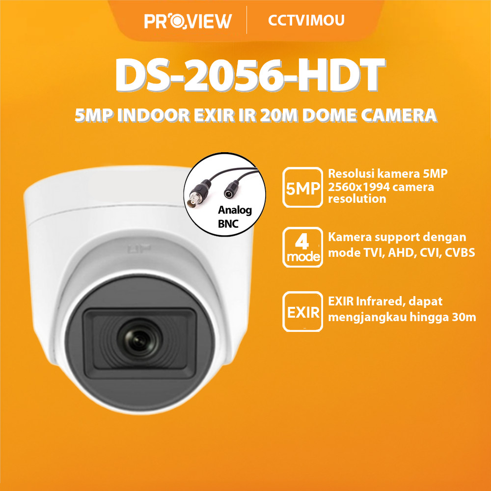 Jual PROVIEW DS-2056-HDT 5MP INDOOR EXIR IR 20M DOME ANALOG HDTVI ...