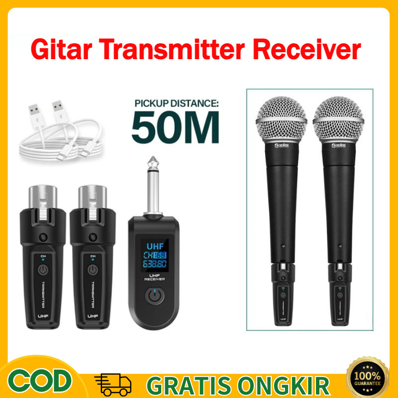 Jual 【COD】Microphone Guitar UHF Wireless Transmission System, Plug and ...