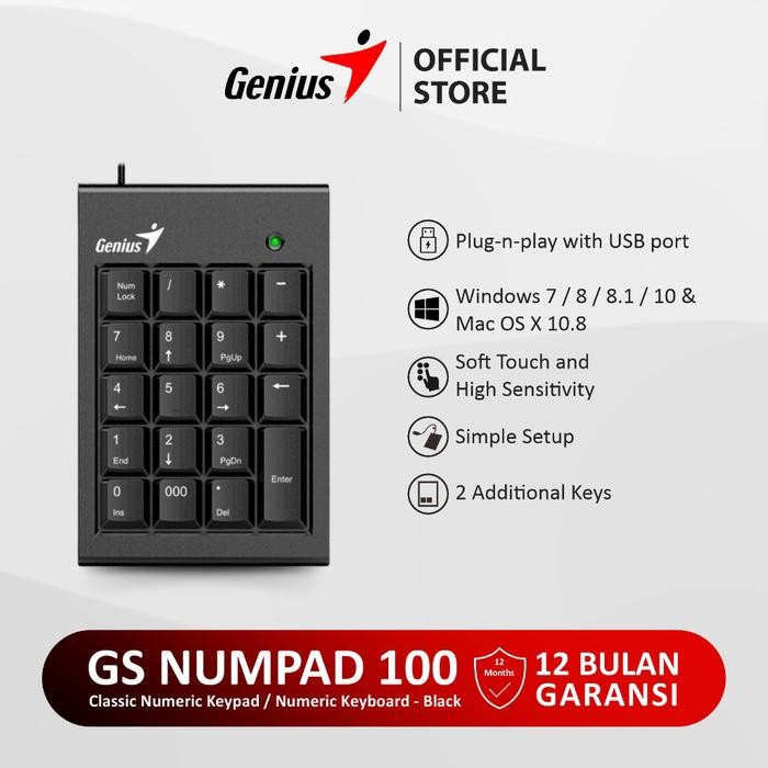 Jual Genius Numpad 100 Numerik Keyboard Keypad Numeric USB Cable ...