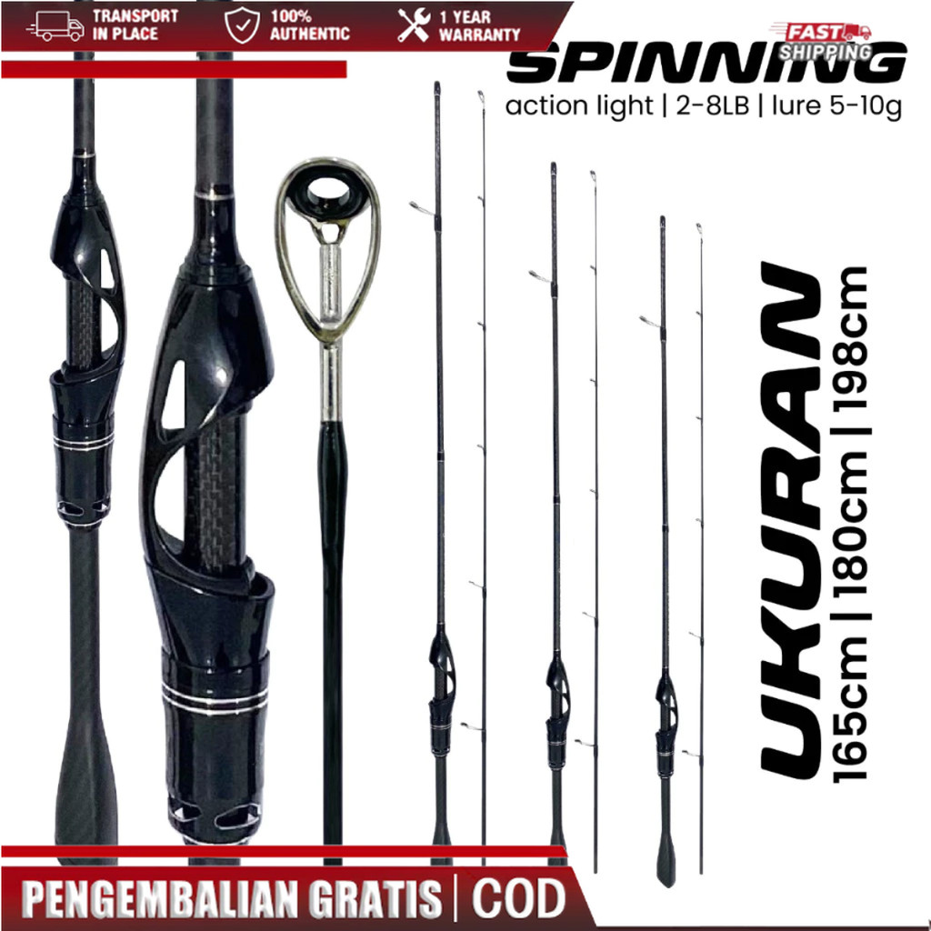 Jual Joran Pancing Spinning & Casting Lure Rod 1.65-2.7M Carbon Solid ...