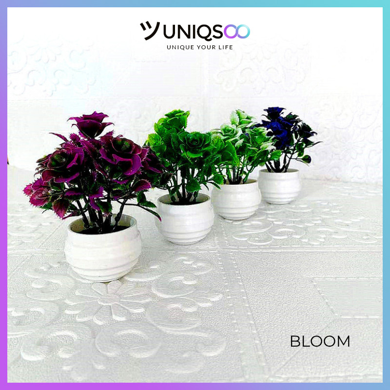 Jual UNIQSOO Pot Bunga Conjoined Rose Plastik Artificial Aesthetic Vas ...