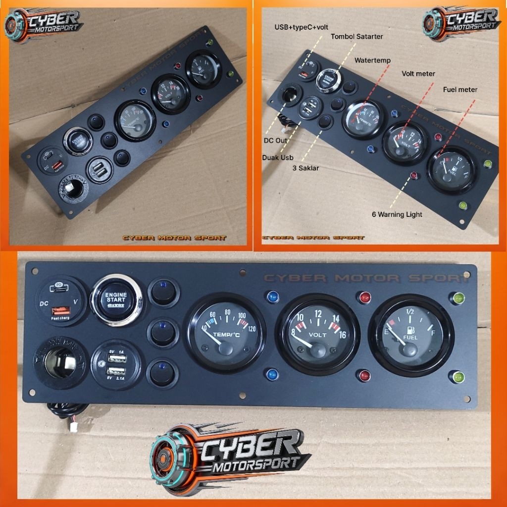Jual Indikator dashboard mobil universal 12v Water temperatur fuel ...