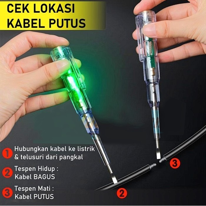 Jual Obeng Tespen Testpen Test Pen Tes Pen Dual Led Alat Deteksi Cek Ukur Kabel Putus Tester