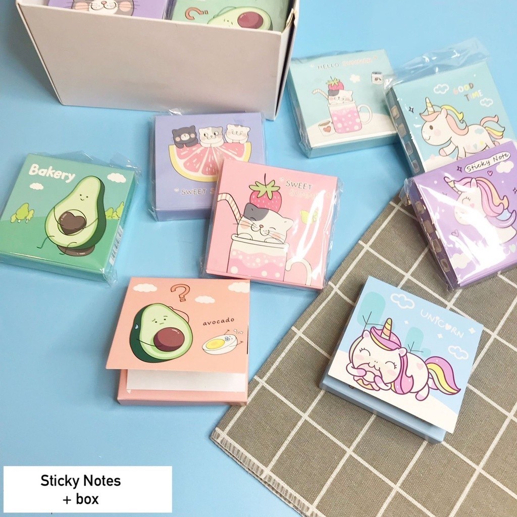 Jual Sticky notes sticker stiker note avocado box memo stick note ...