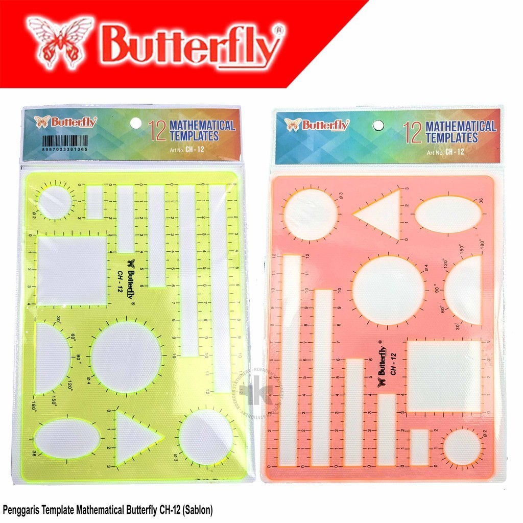 Jual Butterfly Template Ruler Penggaris Sablon Mathematical CH-12 ...