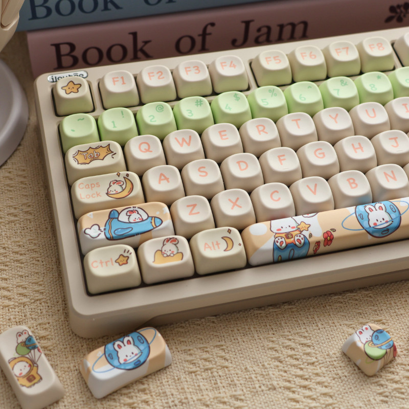 Jual Keycaps PBT Dye Sub Sublimation profil MOA Space Bunny mechanical ...